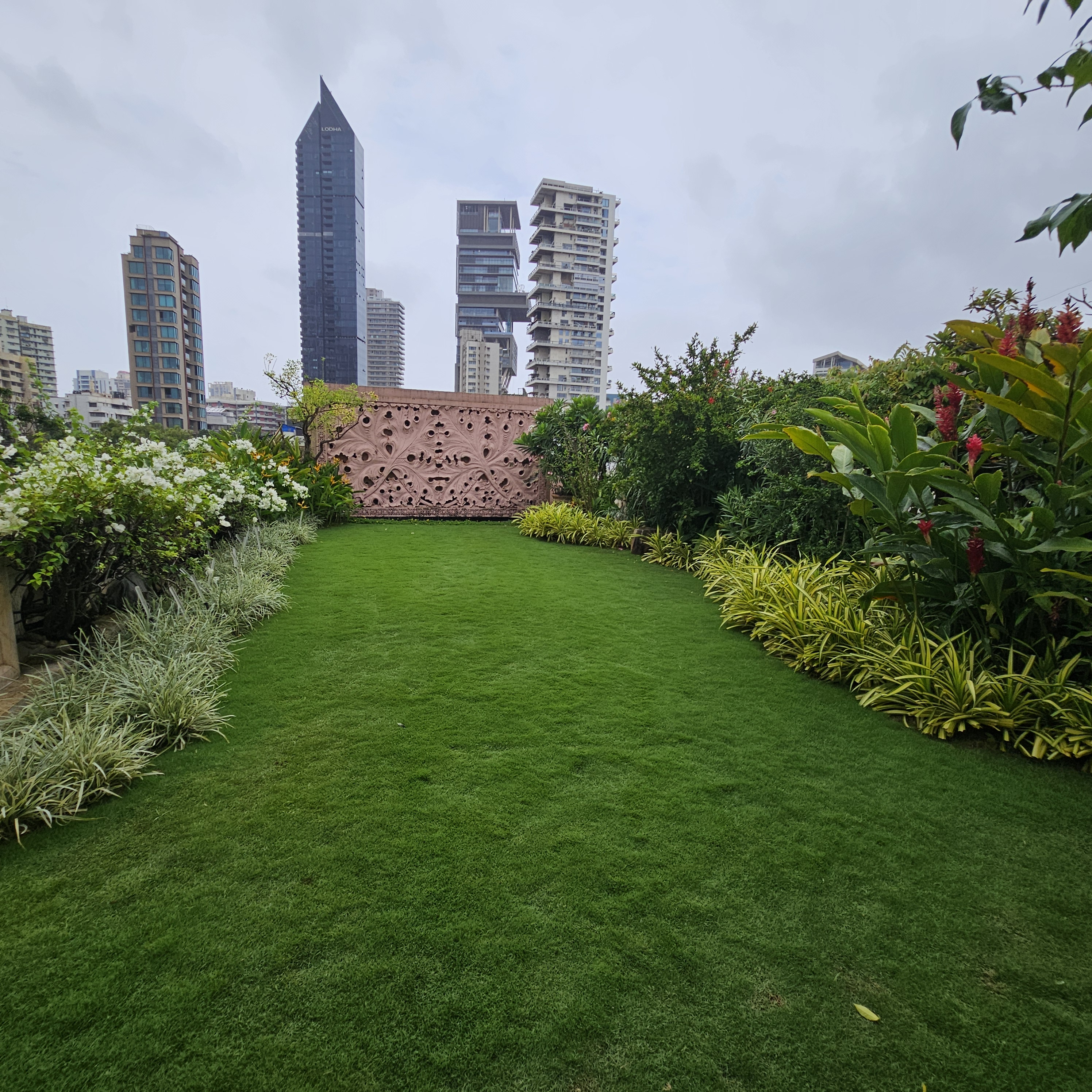 Elegant residential garden design at Mangal Aaditayan with landscape plantation features